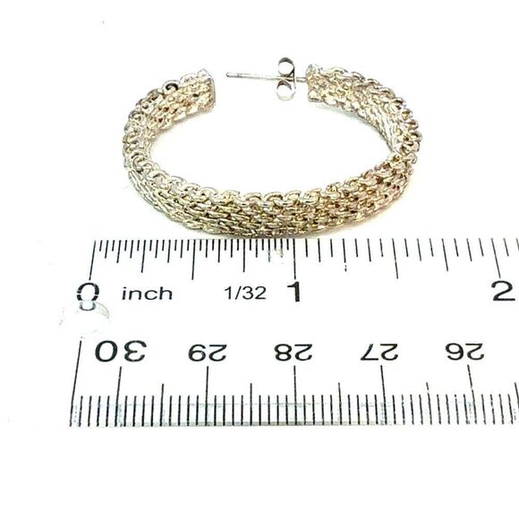 Tiffany & Co Somerset Hoop Earrings 1.75" Sterling Silver Estate TIF928 - Picture 6 of 6